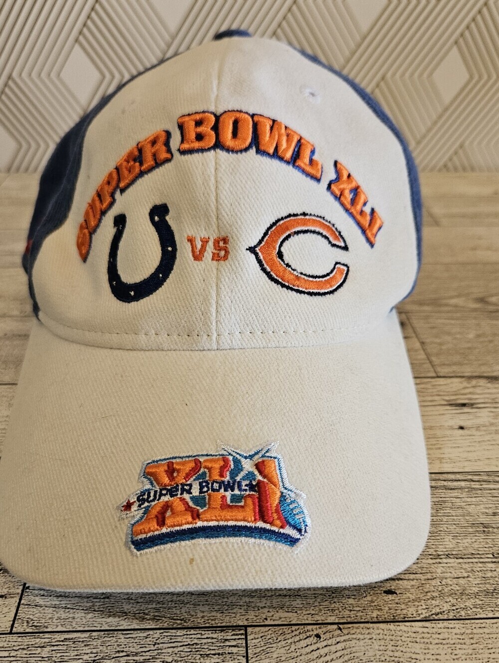 2007 NFL Super Bowl XLI Hat Cap Bears V Colts Embroidered Adjustable Hook & Loop